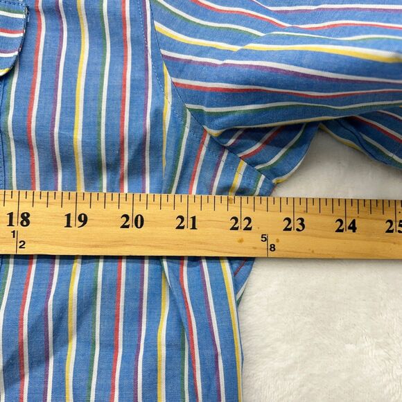 Vtg. Dana Alexander Button up Blouse Women's 16 Stripped Blue Short Sleeve - Picture 7 of 7